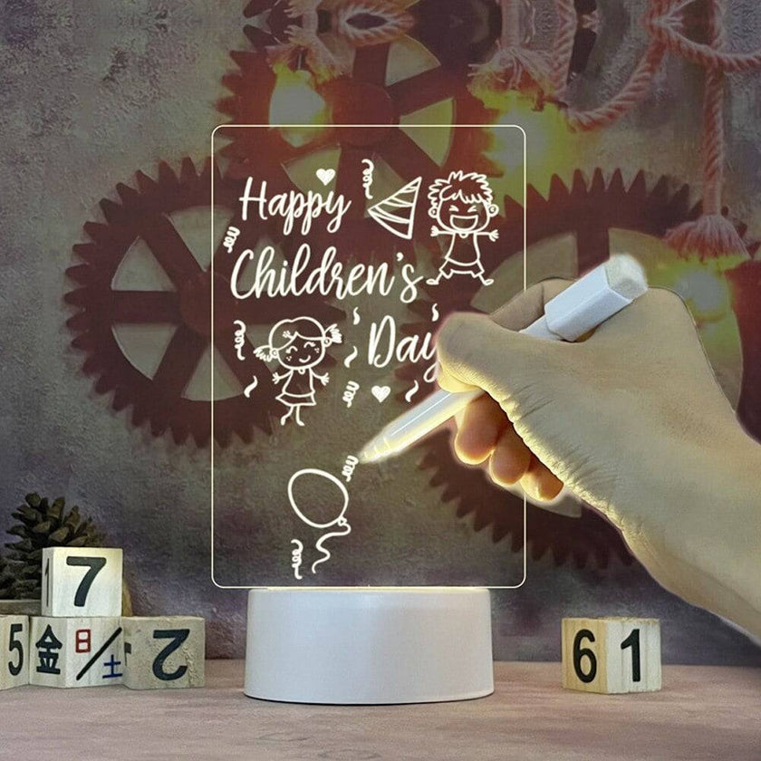 Note Board Creative Led Night Light USB Message Board Holiday Light With Pen Gift - TheWellBeing4All