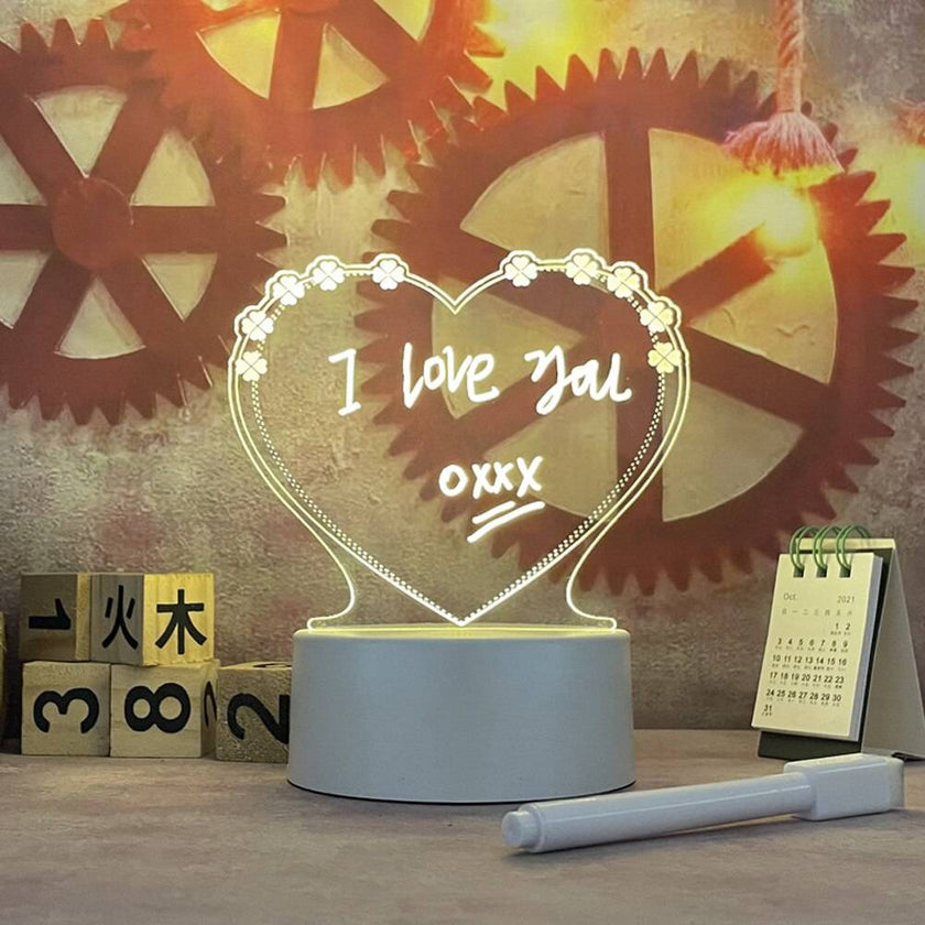 Note Board Creative Led Night Light USB Message Board Holiday Light With Pen Gift - TheWellBeing4All