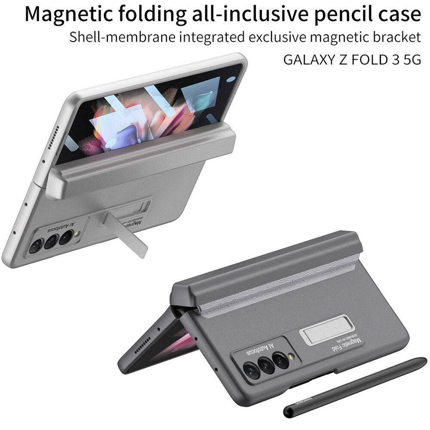 Magnetic Hinge All-included Pen Slot Cover For Samsung Galaxy Z Fold 3 Case Screen Tempered Glass For Galaxy Z Fold3 4 Cover - TheWellBeing4All