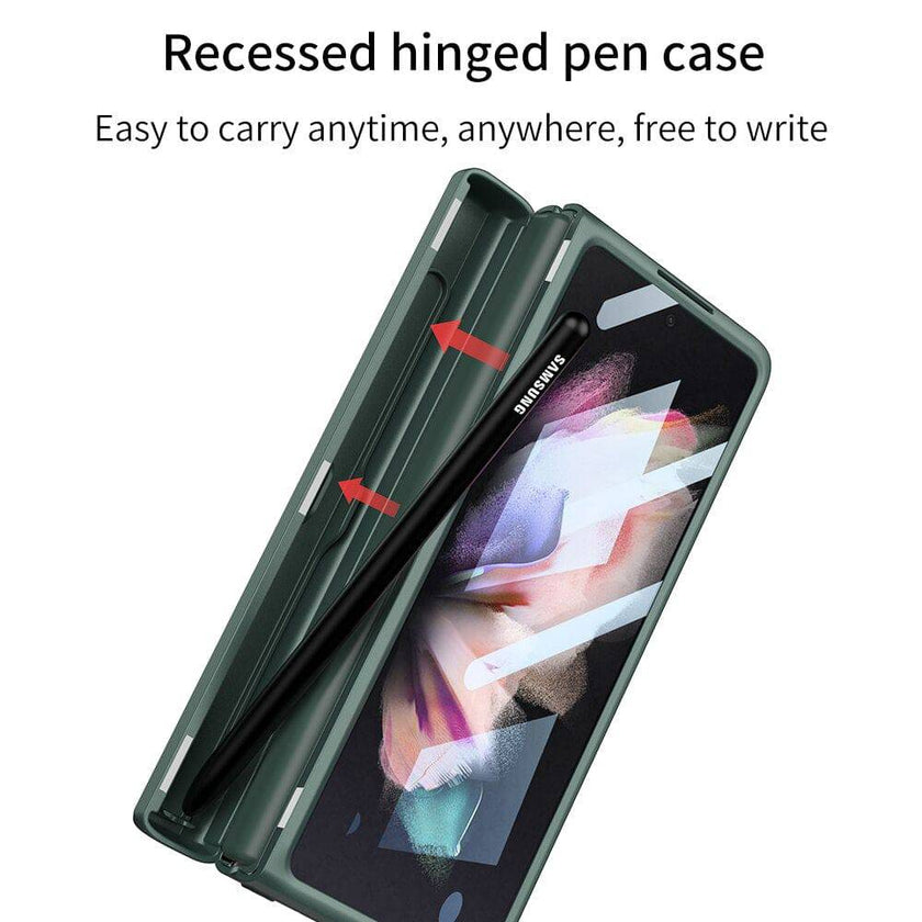 Magnetic Hinge All-included Pen Slot Cover For Samsung Galaxy Z Fold 3 Case Screen Tempered Glass For Galaxy Z Fold3 4 Cover - TheWellBeing4All
