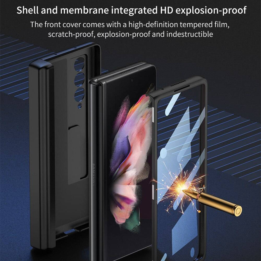 Magnetic Hinge All-included Pen Slot Cover For Samsung Galaxy Z Fold 3 Case Screen Tempered Glass For Galaxy Z Fold3 4 Cover - TheWellBeing4All