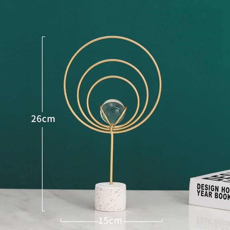 Home Decor Modern Light Luxury Living Room Decor Ornaments Wrought Iron Crystal Ball Abstract Model Crafts Desktop Ornaments - TheWellBeing4All
