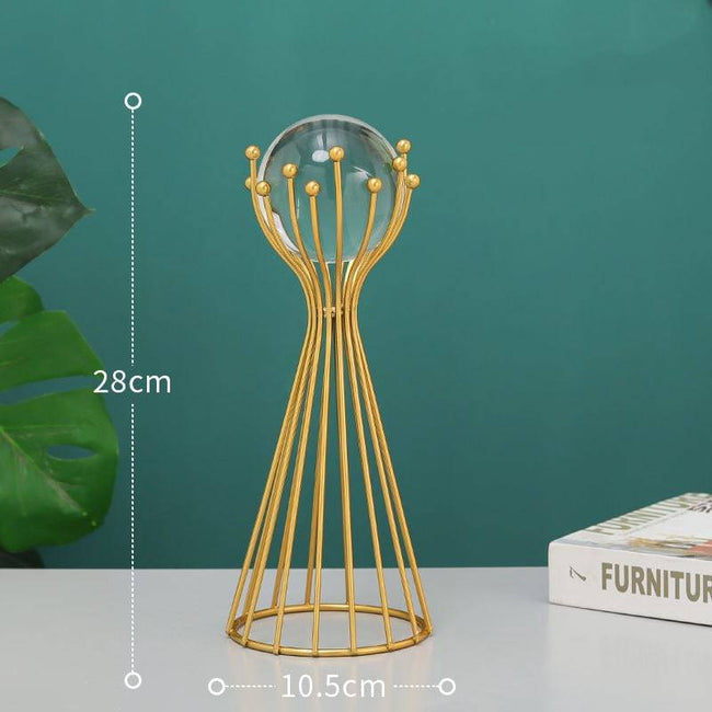 Home Decor Modern Light Luxury Living Room Decor Ornaments Wrought Iron Crystal Ball Abstract Model Crafts Desktop Ornaments - TheWellBeing4All