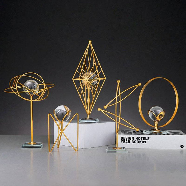 Home Decor Living Room Decorations Modern Home Furnishings Iron Art Crystal Ball Art Office Metal Crafts Desktop Decoration - TheWellBeing4All