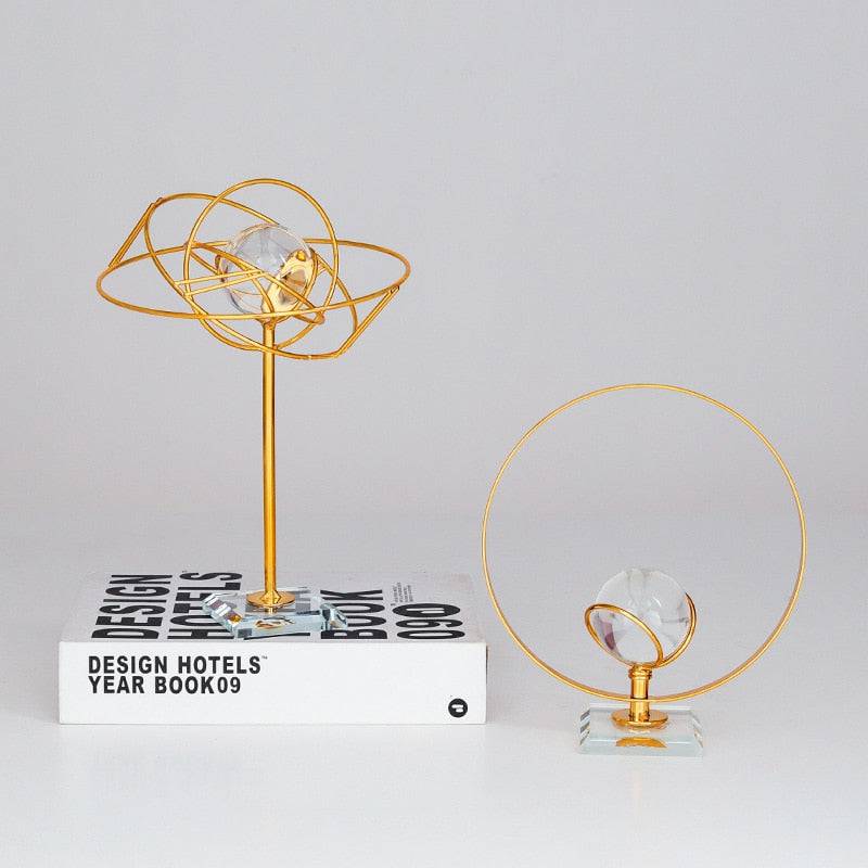 Home Decor Living Room Decorations Modern Home Furnishings Iron Art Crystal Ball Art Office Metal Crafts Desktop Decoration - TheWellBeing4All