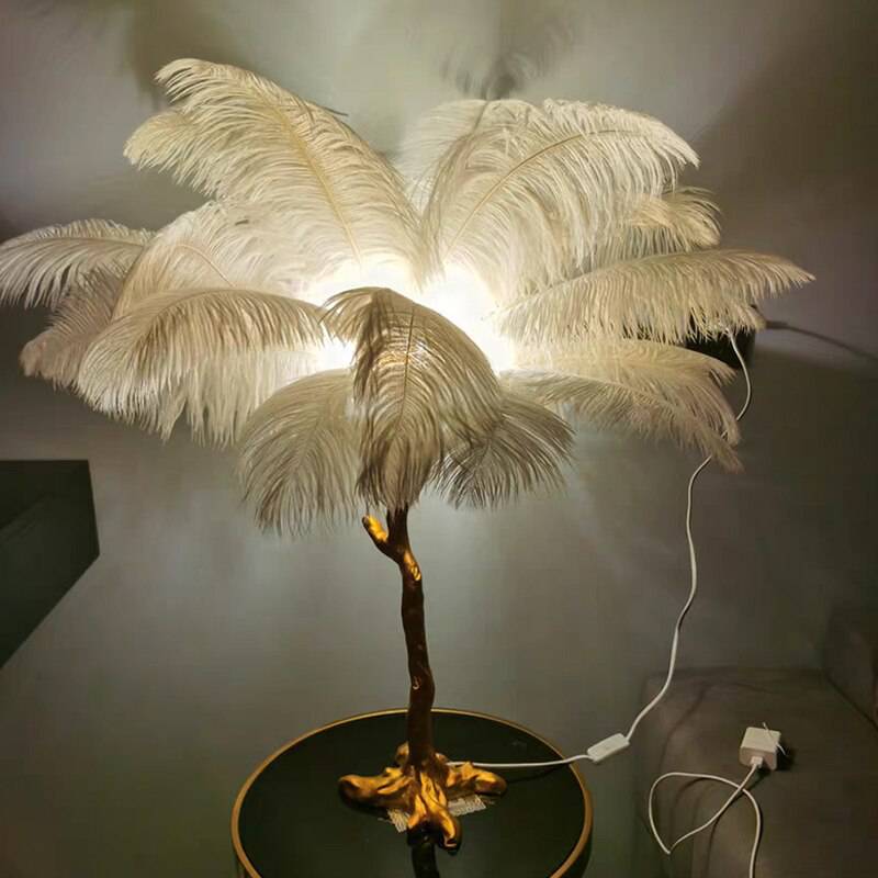 Nordic Personality Home Decor Ostrich Feather Foor Lamp Living Room Bedroom Standing Lamps Luxury Design Sense Floor Table Light - TheWellBeing4All