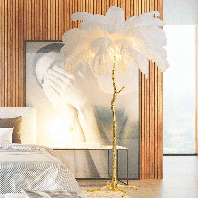 Nordic Personality Home Decor Ostrich Feather Foor Lamp Living Room Bedroom Standing Lamps Luxury Design Sense Floor Table Light - TheWellBeing4All