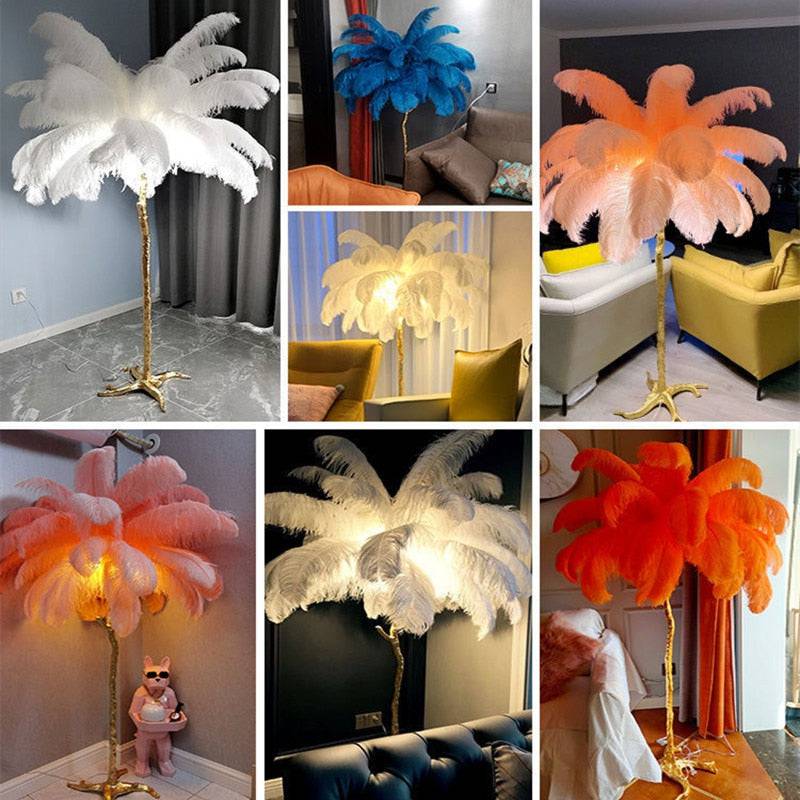 Nordic Personality Home Decor Ostrich Feather Foor Lamp Living Room Bedroom Standing Lamps Luxury Design Sense Floor Table Light - TheWellBeing4All