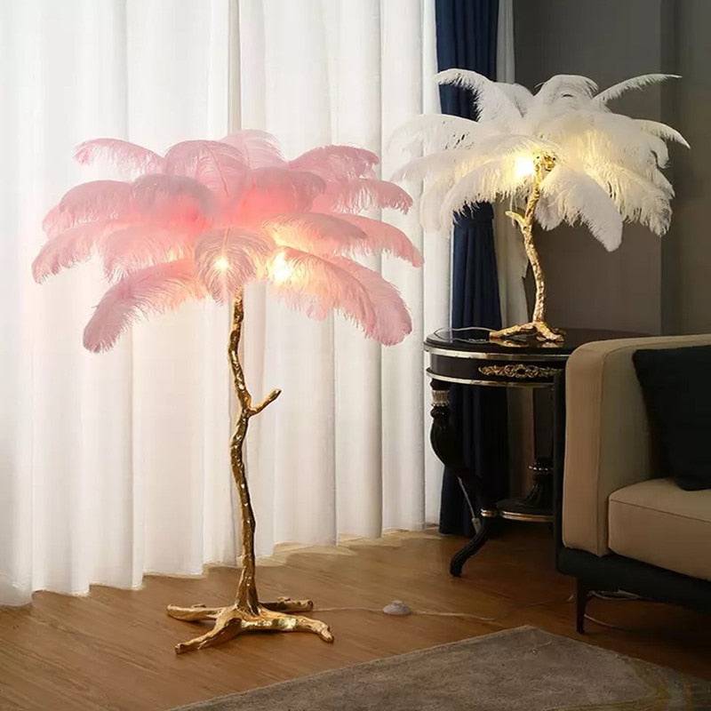 Nordic Personality Home Decor Ostrich Feather Foor Lamp Living Room Bedroom Standing Lamps Luxury Design Sense Floor Table Light - TheWellBeing4All
