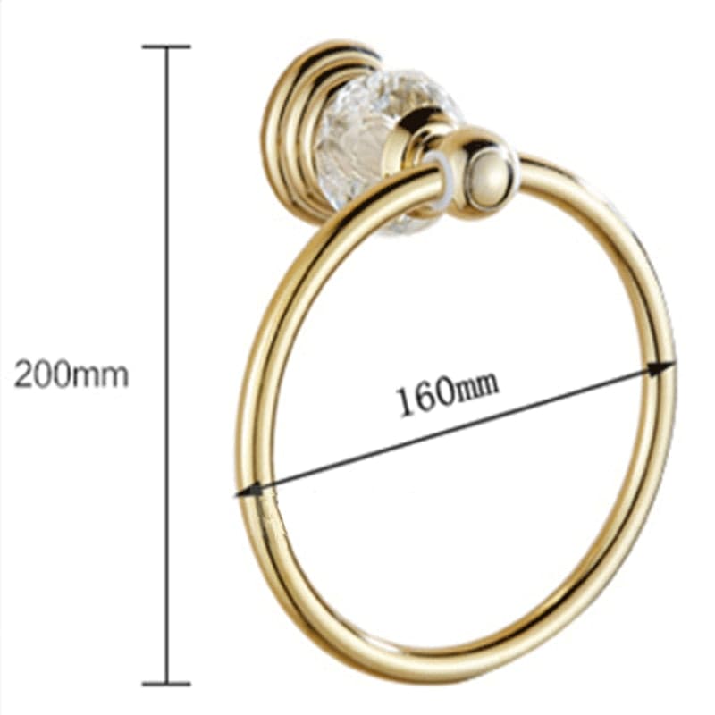 European Style Luxury Crystal Towel Ring Wall Towel Mount Hand Towel Holder Brass Gold Towel Holder Hanger Bathroom Accessories - TheWellBeing4All