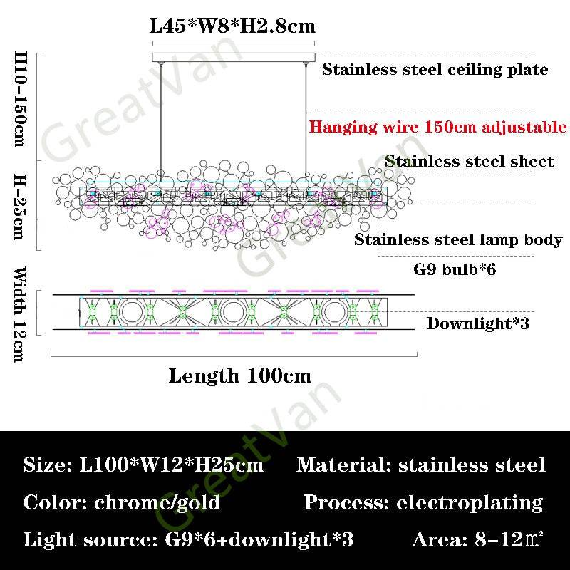 Pendant lamp in luxury Restaurant post-modern Dining room Chandeliers Stainless steel gold/chrome Chandeliers for dining room - TheWellBeing4All