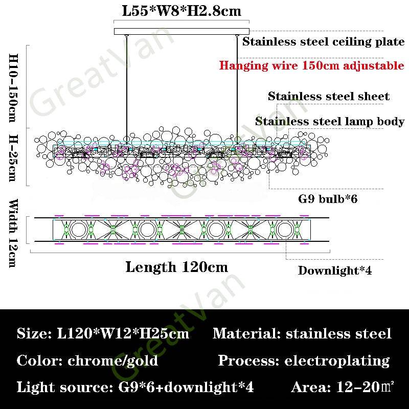 Pendant lamp in luxury Restaurant post-modern Dining room Chandeliers Stainless steel gold/chrome Chandeliers for dining room - TheWellBeing4All