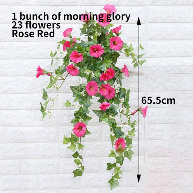 Hanging Artificial Silk Morning Glory Imitation Flower Vine Wedding Garden Decor Fake Plant Vibrantly Color Flower Wall Decor - TheWellBeing4All