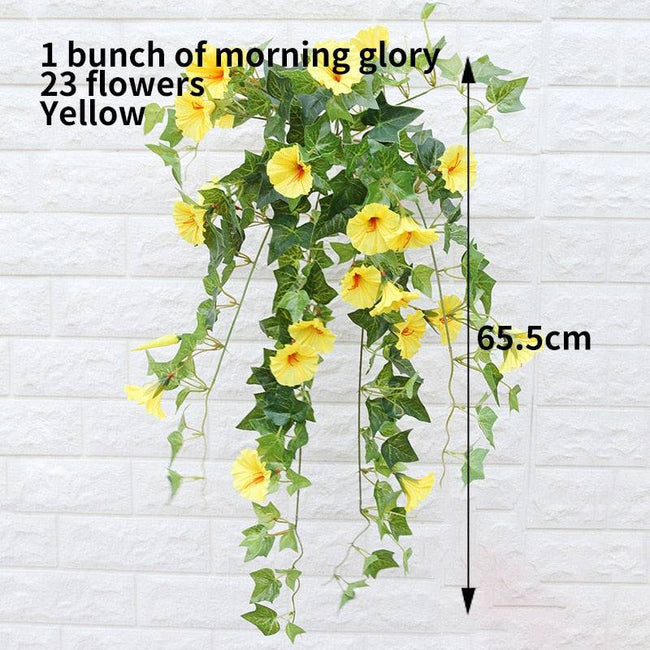 Hanging Artificial Silk Morning Glory Imitation Flower Vine Wedding Garden Decor Fake Plant Vibrantly Color Flower Wall Decor - TheWellBeing4All