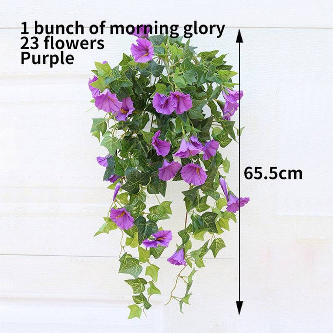 Hanging Artificial Silk Morning Glory Imitation Flower Vine Wedding Garden Decor Fake Plant Vibrantly Color Flower Wall Decor - TheWellBeing4All