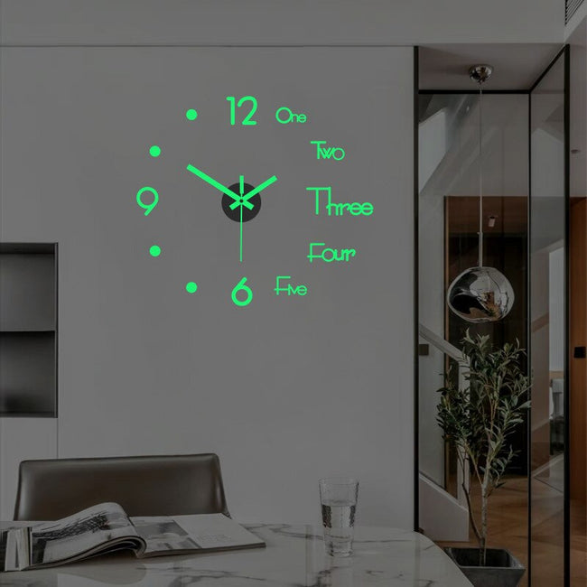 Luminous Wall Clock Large Watch Horloge 3D DIY Acrylic Mirror Stickers Quartz - The Well Being The Well Being 17luminous The Well Being Luminous Wall Clock Large Watch Horloge 3D DIY Acrylic Mirror Stickers Quartz
