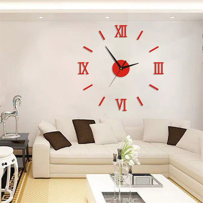Luminous Wall Clock Large Watch Horloge 3D DIY Acrylic Mirror Stickers Quartz - The Well Being The Well Being red-4 The Well Being Luminous Wall Clock Large Watch Horloge 3D DIY Acrylic Mirror Stickers Quartz