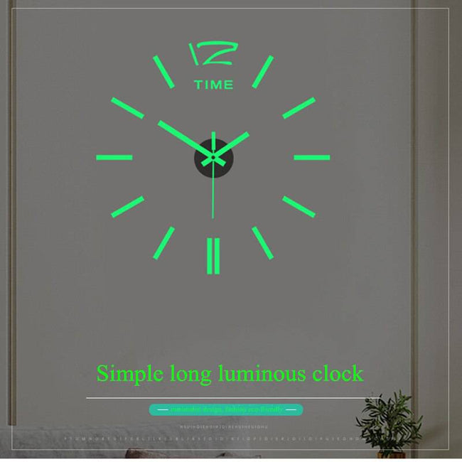 Luminous Wall Clock Large Watch Horloge 3D DIY Acrylic Mirror Stickers Quartz - TheWellBeing4All