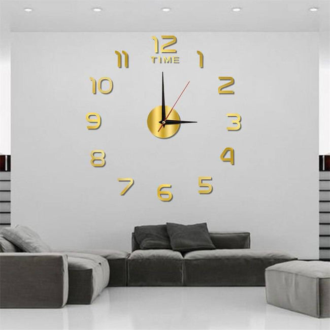 Luminous Wall Clock Large Watch Horloge 3D DIY Acrylic Mirror Stickers Quartz - TheWellBeing4All