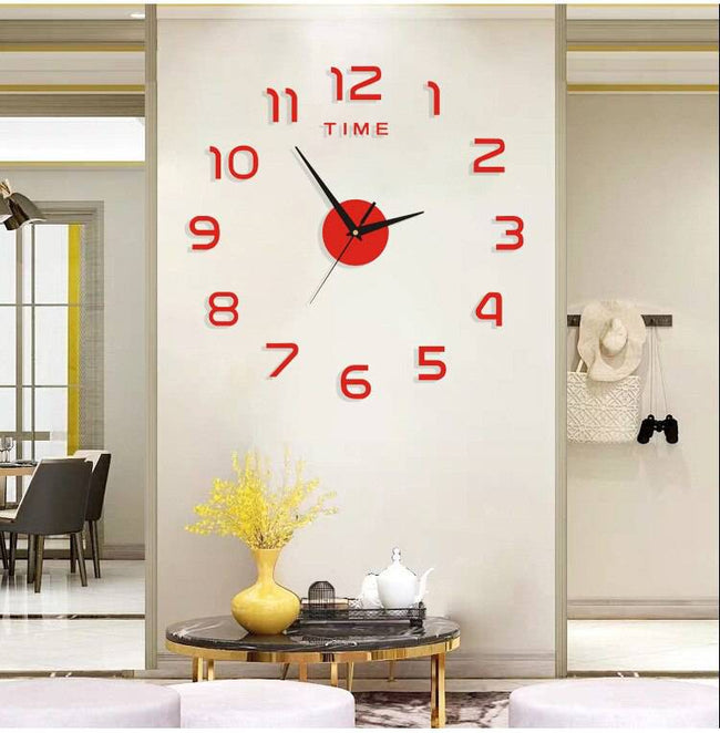 Luminous Wall Clock Large Watch Horloge 3D DIY Acrylic Mirror Stickers Quartz - TheWellBeing4All