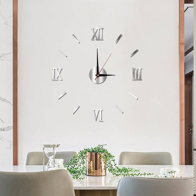 Luminous Wall Clock Large Watch Horloge 3D DIY Acrylic Mirror Stickers Quartz - TheWellBeing4All