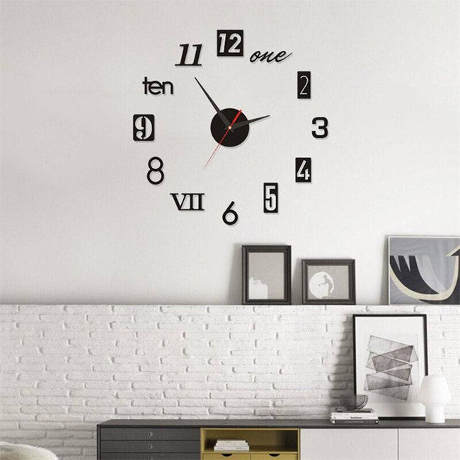 Luminous Wall Clock Large Watch Horloge 3D DIY Acrylic Mirror Stickers Quartz - TheWellBeing4All