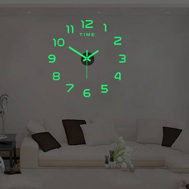 Luminous Wall Clock Large Watch Horloge 3D DIY Acrylic Mirror Stickers Quartz - TheWellBeing4All