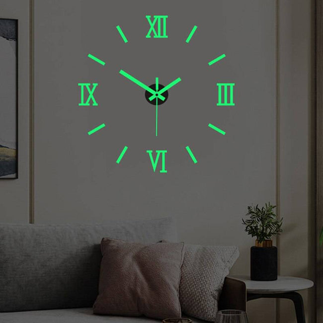 Luminous Wall Clock Large Watch Horloge 3D DIY Acrylic Mirror Stickers Quartz - TheWellBeing4All
