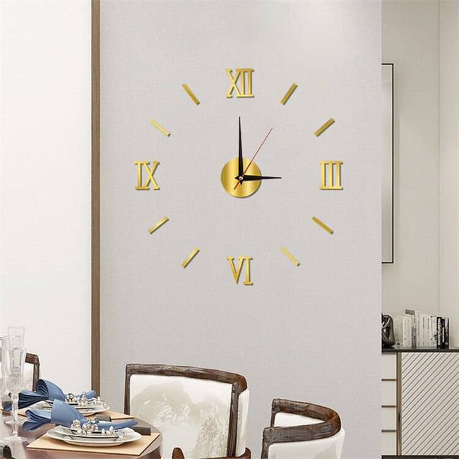 Luminous Wall Clock Large Watch Horloge 3D DIY Acrylic Mirror Stickers Quartz - TheWellBeing4All