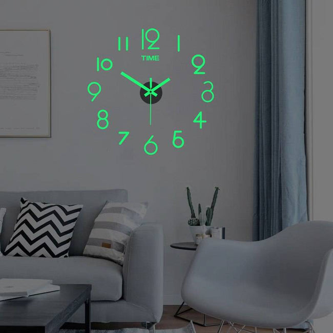 Luminous Wall Clock Large Watch Horloge 3D DIY Acrylic Mirror Stickers Quartz - TheWellBeing4All