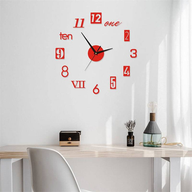 Luminous Wall Clock Large Watch Horloge 3D DIY Acrylic Mirror Stickers Quartz - TheWellBeing4All