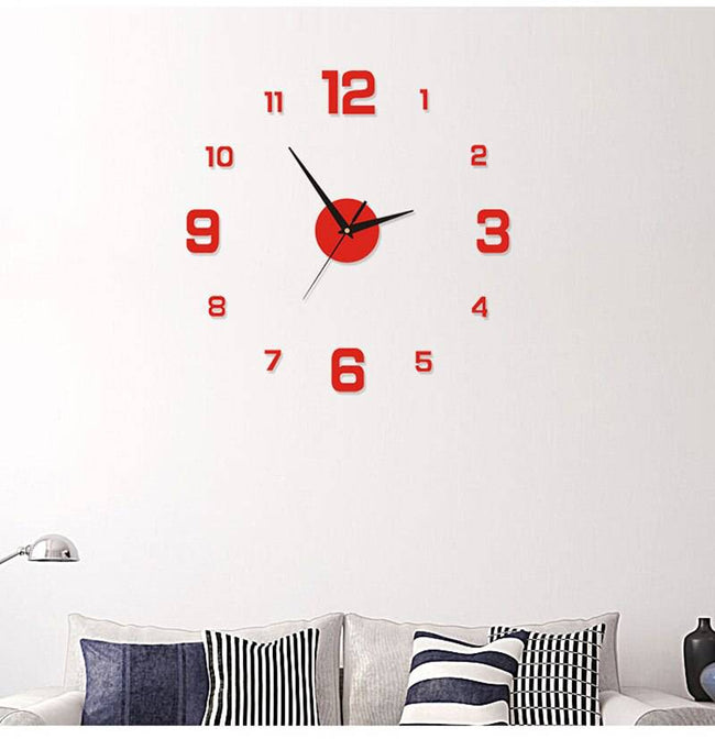 Luminous Wall Clock Large Watch Horloge 3D DIY Acrylic Mirror Stickers Quartz - TheWellBeing4All