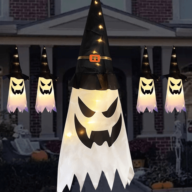 Enchanting LED Halloween Decoration: Glowing Ghost Hat Lamp for Festive Ambiance - TheWellBeing4All
