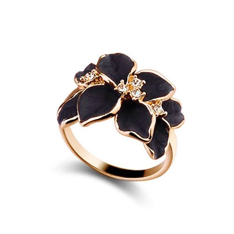 Rose Flower Enamel Jewelry Set Rose Gold Color Black Bridal Jewelry Sets for Women Wedding - TheWellBeing4All