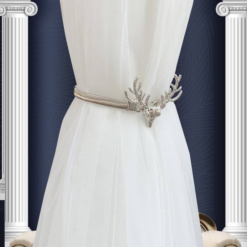 Metal Curtain Clip Tieback Buckle Holder Special Golden Silver Color Leaves Bow Elk Clasp Curtain Tiebacks Gold Silver - TheWellBeing4All