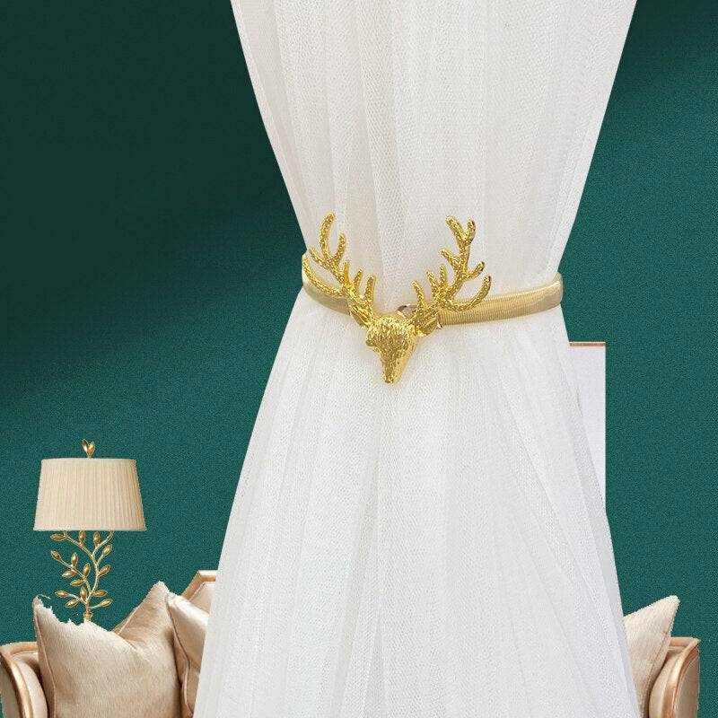 Metal Curtain Clip Tieback Buckle Holder Special Golden Silver Color Leaves Bow Elk Clasp Curtain Tiebacks Gold Silver - TheWellBeing4All