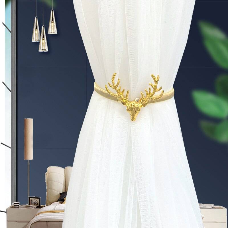 Metal Curtain Clip Tieback Buckle Holder Special Golden Silver Color Leaves Bow Elk Clasp Curtain Tiebacks Gold Silver - TheWellBeing4All