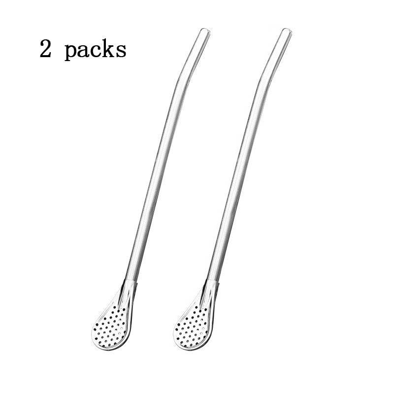 EW Straw Spoon Mixer Coffee Stirring Spoon Metal Straw - TheWellBeing4All