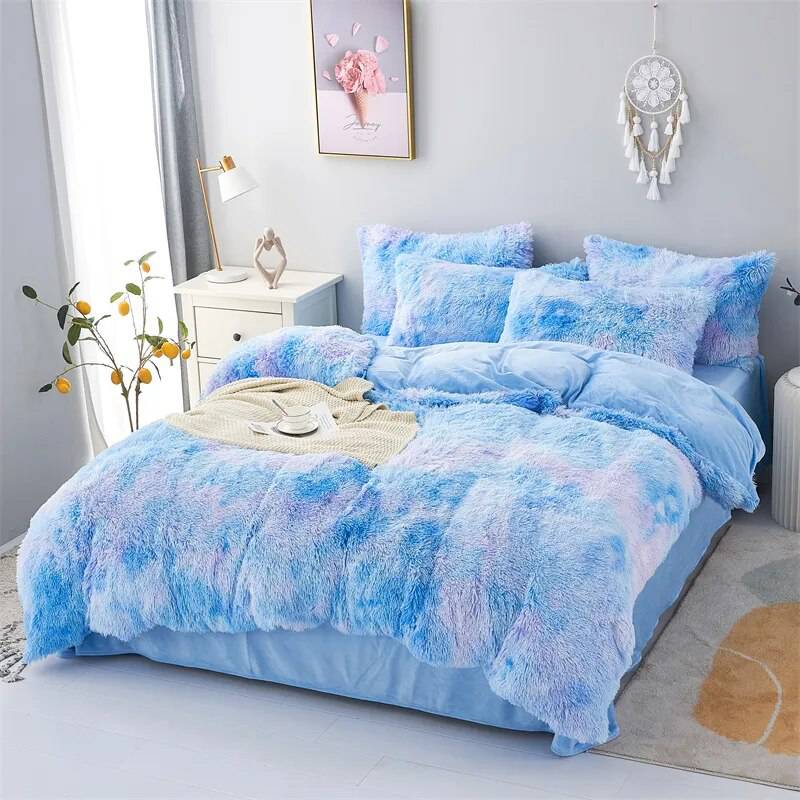 Plush Duvet Cover Pillowcase Set - Cozy Bedding for Singles and Doubles - TheWellBeing4All