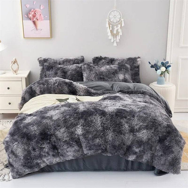 Plush Duvet Cover Pillowcase Set - Cozy Bedding for Singles and Doubles - TheWellBeing4All