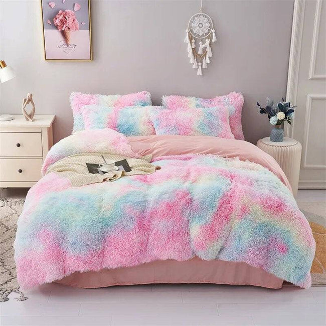 Plush Duvet Cover Pillowcase Set - Cozy Bedding for Singles and Doubles - TheWellBeing4All