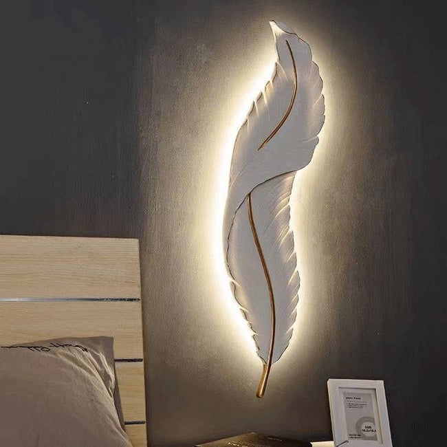 Nordic Decorative Modern Luxury Lamp Bedroom LED Feather Wall Sconces - TheWellBeing4All