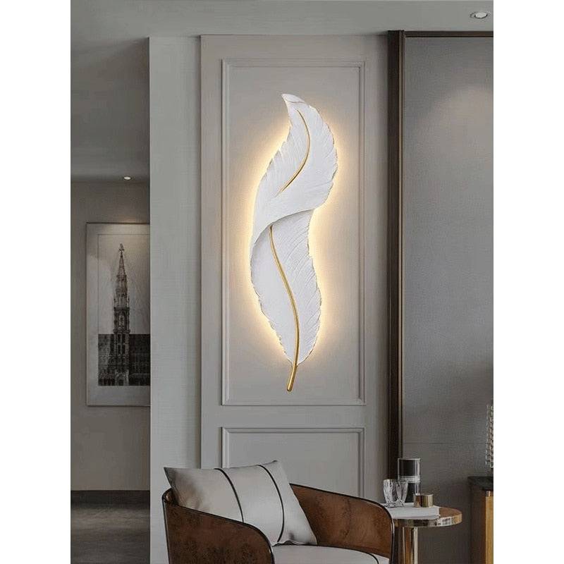 Nordic Decorative Modern Luxury Lamp Bedroom LED Feather Wall Sconces - TheWellBeing4All