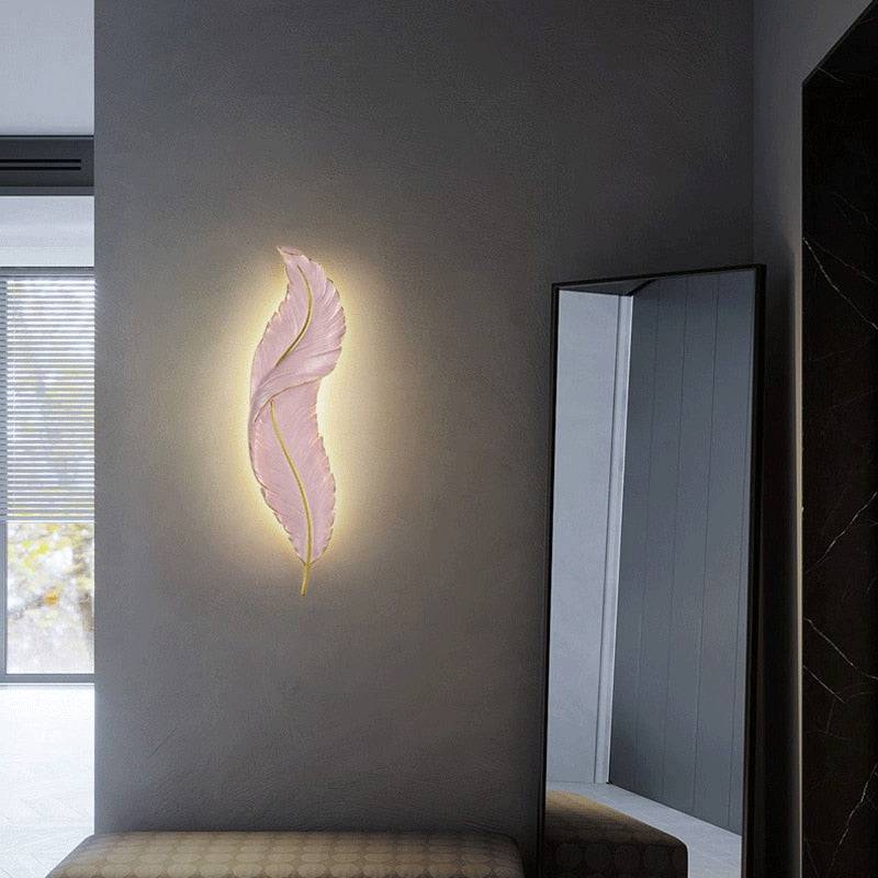 Nordic Decorative Modern Luxury Lamp Bedroom LED Feather Wall Sconces - TheWellBeing4All