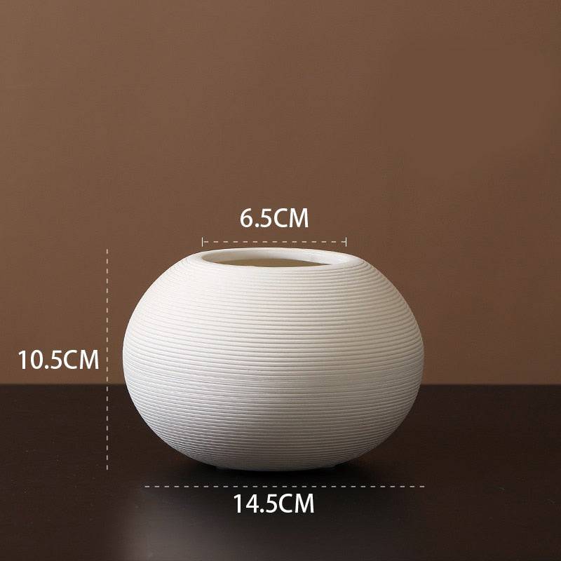 korean Handmade Art Zen Vase Ceramic Decoration Living Room Model Home Decoration Black and White Art Vase Hand Drawing - TheWellBeing4All