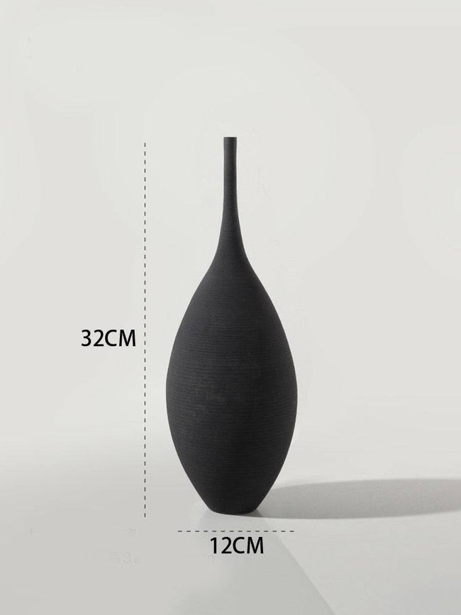 korean Handmade Art Zen Vase Ceramic Decoration Living Room Model Home Decoration Black and White Art Vase Hand Drawing - TheWellBeing4All