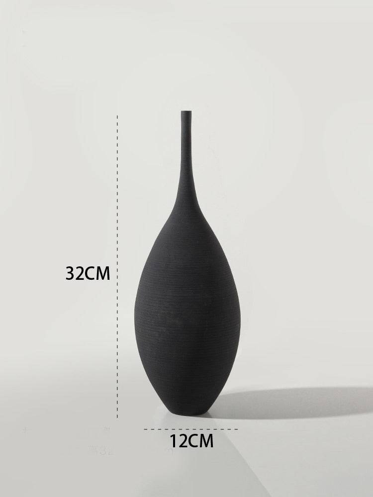 korean Handmade Art Zen Vase Ceramic Decoration Living Room Model Home Decoration Black and White Art Vase Hand Drawing - TheWellBeing4All