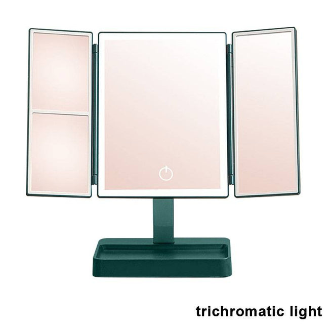LED Light Vanity Mirror Magnifying Cosmetic 3 Folding Makeup Mirrors 270 Rotation Stepless Dimmer Beauty Table Mirrors - TheWellBeing4All