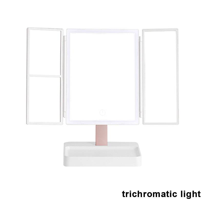 LED Light Vanity Mirror Magnifying Cosmetic 3 Folding Makeup Mirrors 270 Rotation Stepless Dimmer Beauty Table Mirrors - TheWellBeing4All