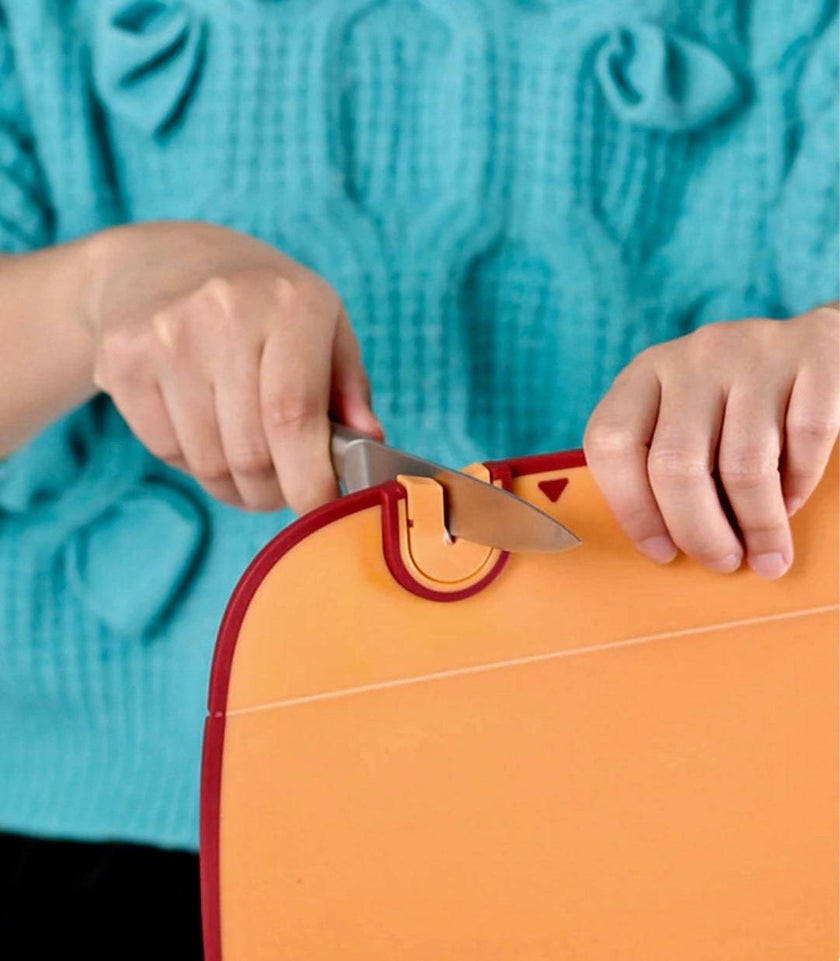 Multi-Functional Folding Chopping Board Smart Cutting Board with Draining Knife Sharpener & Grinder Plastic Cutting Board for Kitchen - TheWellBeing4All